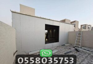 تنفيذ ملحق خارجي اسمنت بورد وساندوتش بانل